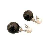 Freshwater Pearl Earrings, Brass, with Freshwater Pearl, Teardrop, silver color plated, for woman, more colors for choice, nickel, lead & cadmium free, 14x31mm, Sold By Pair