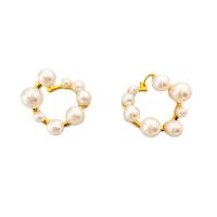 Acrylic Jewelry Earring Brass with Acrylic 18K gold plated for woman & hollow white nickel lead & cadmium free 24.10mm Sold By Pair