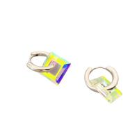 Brass Drop Earring, with Resin, Square, platinum plated, for woman, multi-colored, nickel, lead & cadmium free, 18x26mm, Sold By Pair