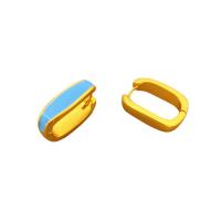 Brass Huggie Hoop Earring, Rectangle, 18K gold plated, for woman & enamel, more colors for choice, nickel, lead & cadmium free, 14x19.50mm, Sold By Pair