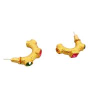 Brass Stud Earring, 18K gold plated, for woman & with rhinestone, mixed colors, nickel, lead & cadmium free, 10.80x20mm, Sold By Pair