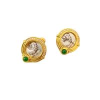 Brass Stud Earring Round plated for woman & with rhinestone nickel lead & cadmium free 17.20mm Sold By Pair