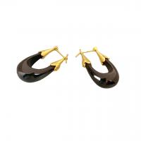 Resin Earring Brass with Resin 18K gold plated for woman nickel lead & cadmium free Sold By Pair