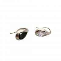 Brass Stud Earring Teardrop platinum plated for woman & with rhinestone nickel lead & cadmium free Sold By Pair