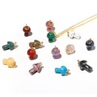 Gemstone Pendants Jewelry with Zinc Alloy mushroom gold color plated DIY 20mm Sold By PC