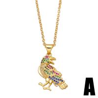 Cubic Zircon Micro Pave Brass Necklace with 2 extender chain Bird 18K gold plated & micro pave cubic zirconia & for woman mixed colors nickel lead & cadmium free Length 17.7 Inch Sold By PC
