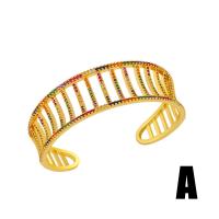 Brass Bracelet & Bangle, 18K gold plated, different styles for choice & micro pave cubic zirconia & for woman, mixed colors, nickel, lead & cadmium free, 65x20mm, Sold By PC