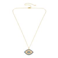 Evil Eye Jewelry Necklace, Brass, with 2.76 extender chain, 18K gold plated, micro pave cubic zirconia & for woman, more colors for choice, nickel, lead & cadmium free, 32x20mm, Length:17.7 Inch, Sold By PC