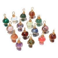 Gemstone Pendants Jewelry, with brass wire, mushroom, gold color plated, DIY & different materials for choice, more colors for choice, 20mm, Sold By PC