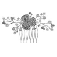 Bridal Decorative Hair Comb, Tibetan Style, with Plastic Pearl, silver color plated, different styles for choice & for woman & with rhinestone, silver color, nickel, lead & cadmium free, Sold By PC