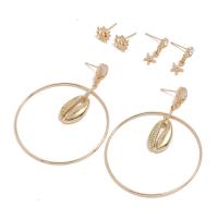 Tibetan Style Drop Earrings, Stud Earring & earring, gold color plated, three pieces & for woman, golden, nickel, lead & cadmium free, 3Pairs/Set, Sold By Set