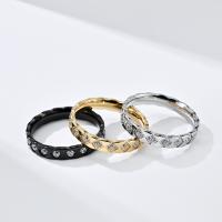Rhinestone-Edelstahl -Finger-Ring, 304 Edelstahl, poliert, verschiedene Größen vorhanden & für Frau & mit Strass, keine, 4mm, verkauft von PC