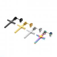 Stainless Steel Drop Earring 304 Stainless Steel Cross fashion jewelry & Unisex 25*16mm 4mm Sold By PC
