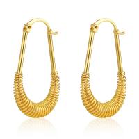 Messing Spring hoop oorbellen, 18K verguld, mode sieraden & voor vrouw, gouden, nikkel, lood en cadmium vrij, 22x36mm, Verkocht door pair