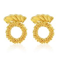 Brass Stud Earring 18K gold plated fashion jewelry & for woman golden nickel lead & cadmium free 21.5mm Sold By Pair
