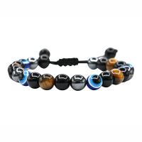 Evil Eye Jewelry Bracelet Gemstone with Polyester Cord Round handmade fashion jewelry & Unisex & adjustable Length 18-28 cm Sold By PC