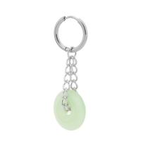 Titanium Steel  Earring with Lampwork Flat Round polished fashion jewelry & Unisex light green Sold By PC