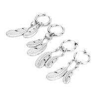 Titanium Steel  Earring Feather polished fashion jewelry & Unisex original color 40mm Sold By PC