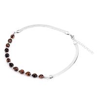 Fashion Stainless Steel Jewelry Sets bracelet & necklace Titanium Steel with Tiger Eye polished fashion jewelry & Unisex Sold By PC