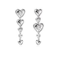 Zinc Alloy Drop Earrings Heart silver color plated fashion jewelry & for woman silver color nickel lead & cadmium free 62mm Sold By Pair