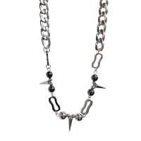 Naszyjnik ze stali tytanu, Titantium stali, obyty, biżuteria moda & styl punk & dla obu płci, srebro, długość 50 cm, sprzedane przez PC