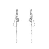 Tibetan Style Drop Earrings, with Cubic Zirconia, silver color plated, fashion jewelry & for woman, silver color, nickel, lead & cadmium free, 72mm, Sold By Pair