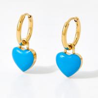Titanium Steel  Earring Heart Vacuum Ion Plating for woman & enamel 27.30mm Sold By Pair