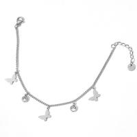 Stainless Steel Anklet Titanium Steel Vacuum Ion Plating micro pave cubic zirconia & for woman 255mm Sold By PC