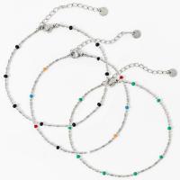 Stainless Steel Anklet, Titanium Steel, Vacuum Ion Plating, for woman & enamel, more colors for choice, 262mm, Sold By PC