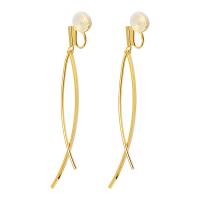 Brass Drop Earring gold color plated fashion jewelry & for woman gold 66mm Sold By Pair