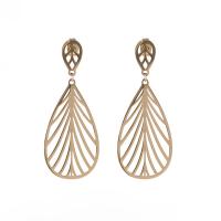 Titanium Steel  Earring Leaf plated for woman & hollow Sold By Pair