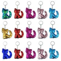 Bag Purse Charms Keyrings Keychains, PET, with Tibetan Style, Cat, portable & Unisex, more colors for choice, 70x75mm, Sold By PC