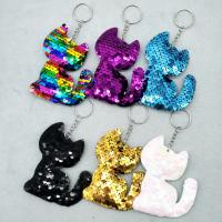 Bag Purse Charms Keyrings Keychains, PET, with Tibetan Style, Cat, portable & Unisex, more colors for choice, 100mm, Sold By PC