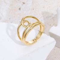 Brass Finger Ring, 18K gold plated, Adjustable & for woman & hollow, 17-19mm, Sold By PC