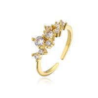 Cubic Zirconia Micro Pave Brass Ring 18K gold plated Adjustable & micro pave cubic zirconia & for woman 18mm Sold By PC