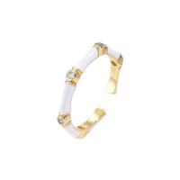 Cúbicos Circonia Micro Pave anillo de latón, metal, 18K chapado en oro, Ajustable & micro arcilla de zirconia cúbica & para mujer & esmalte, más colores para la opción, 17-19mm, Vendido por UD