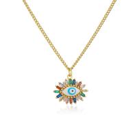 Evil Eye Jewelry Necklace, Brass, with 1.96 inch extender chain, 18K gold plated, micro pave cubic zirconia & for woman & enamel, more colors for choice, 20x18mm, Length:Approx 17.71 Inch, Sold By PC