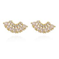 Cubic Zirconia Micro Pave Brass Earring 18K gold plated micro pave cubic zirconia & for woman Sold By Pair
