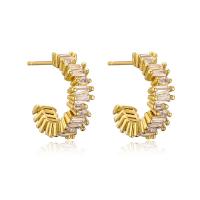 Cubic Zirconia Micro Pave Brass Earring, 18K gold plated, micro pave cubic zirconia & for woman, more colors for choice, 15x4mm, Sold By Pair