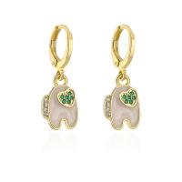 Cubic Zirconia Micro Pave Brass Earring, 18K gold plated, different styles for choice & micro pave cubic zirconia & for woman & enamel, multi-colored, Sold By Pair