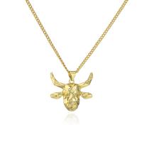Cubic Zircon Micro Pave Brass Necklace with 1.96 inch extender chain Bull 18K gold plated & micro pave cubic zirconia & for woman Length Approx 17.71 Inch Sold By PC