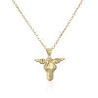 Cubic Zircon Micro Pave Brass Necklace with 1.96 inch extender chain Bull 18K gold plated & micro pave cubic zirconia & for woman Length Approx 17.71 Inch Sold By PC