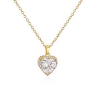 Cubic Zircon Micro Pave Brass Necklace with 1.96 inch extender chain Heart 18K gold plated micro pave cubic zirconia & for woman Length Approx 17.71 Inch Sold By PC