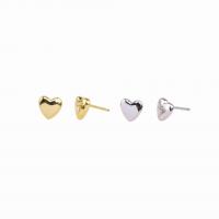 925 Sterling Silver Stud Earrings, Heart, plated, for woman, more colors for choice, Sold By Pair