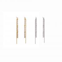 Fashion Fringe Earrings, 925 Sterling Silver, plated, micro pave cubic zirconia & for woman, more colors for choice, 49x2.40mm, Sold By Pair