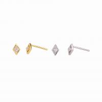 Cubic Zirconia Micro Pave Sterling Silver Earring 925 Sterling Silver Rhombus plated micro pave cubic zirconia & for woman Sold By Pair