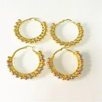 Brass Hoop Earring, plated, for woman, more colors for choice, 52x47mm, Sold By Pair