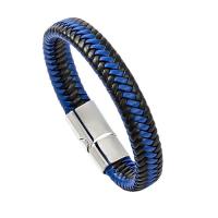 PU Leather Cord Bracelets with Zinc Alloy for man Length Approx 8.66 Inch Sold By PC