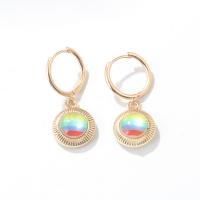 Cats Eye Earring Brass with Cats Eye fashion jewelry & for woman nickel lead & cadmium free Sold By Pair