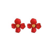Acrylic Jewelry Earring Zinc Alloy with Acrylic Flower fashion jewelry & for woman red nickel lead & cadmium free Sold By Pair